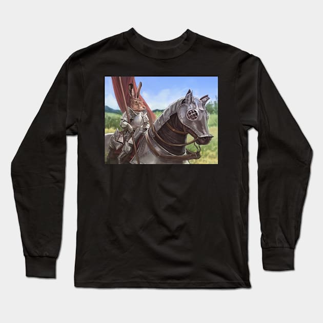 Hare Knight Long Sleeve T-Shirt by Skutchdraws